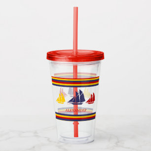Vaso Acrílico Cute Navy Azul Rojo Amarillo Gay Stripe náutico