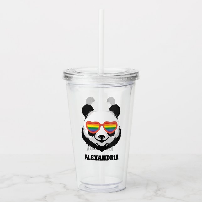 Vaso Acrílico Cute Panda Bear | Arcoiris | LGBTQ (Anverso)