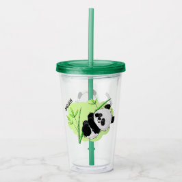 Vaso Acrílico Cute Pandas nombre personalizado tumblers 2/2
