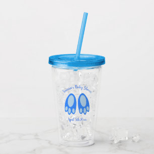 Vaso Acrílico Cute patas de conejito bebé niño azul Cumpleaños d