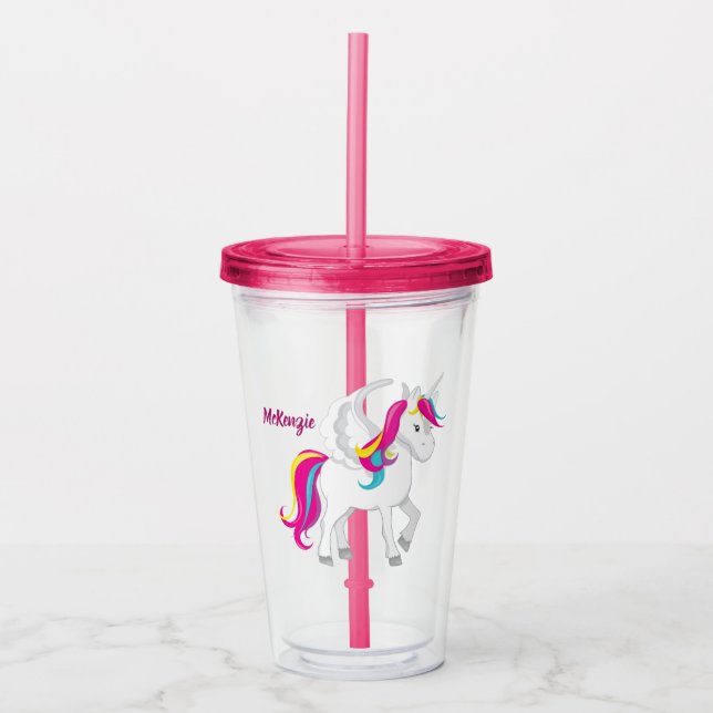 Vaso Acrílico Cute Personalizado Unicorn (Anverso)