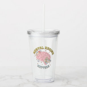 Vaso Acrílico Cute Retro La Salud Mental Importa Tumbler Acrílic