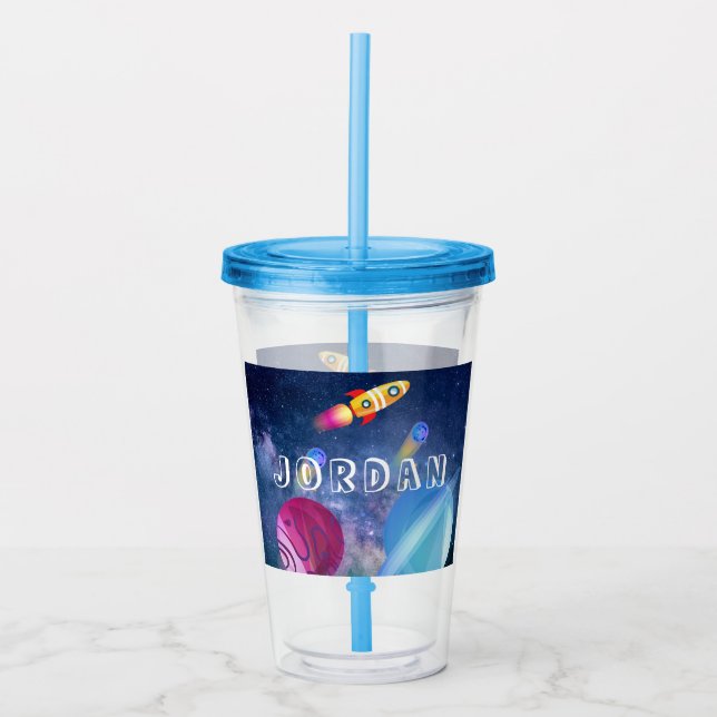 Vaso Acrílico Cute Space Birday personalizado (Anverso)