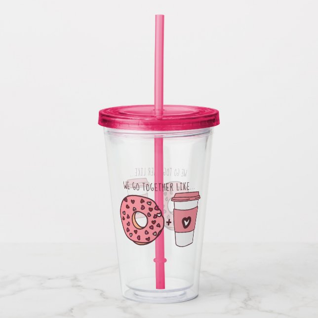 Vaso Acrílico Cute, vamos juntos como donuts y café Valentine (Anverso)