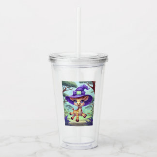 Vaso Acrílico Cute Witchy Giraffe