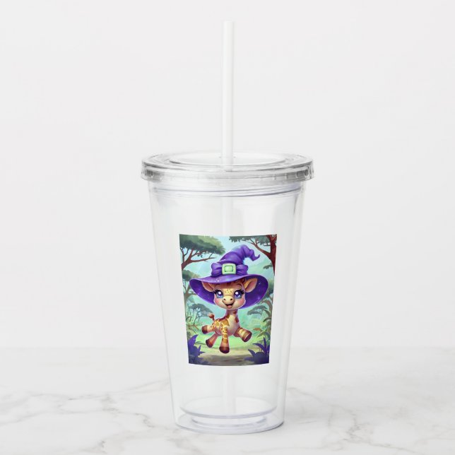 Vaso Acrílico Cute Witchy Giraffe (Anverso)