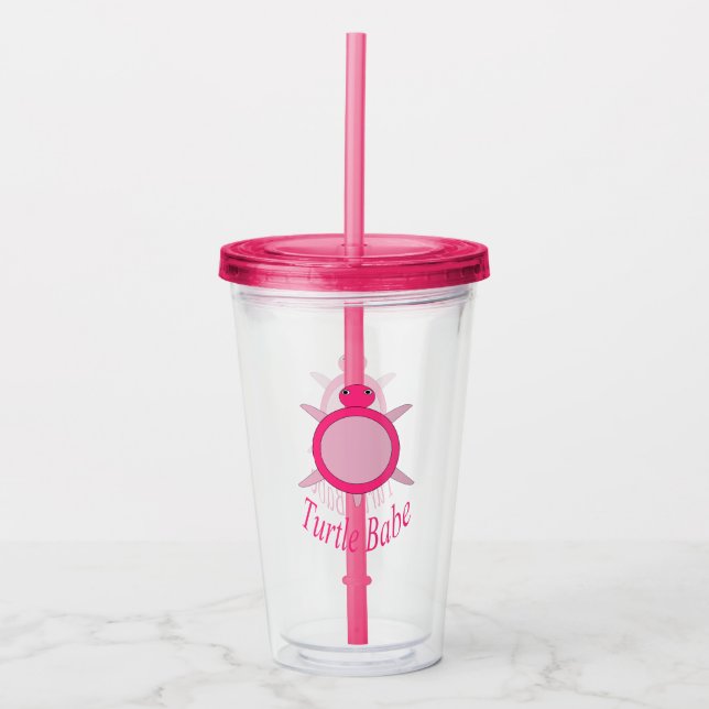 Vaso Acrílico Cutícula de tortuga rosa (Anverso)