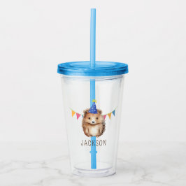 Vaso Acrílico Cuto cumpleaños Hedgehog, nombre personalizado