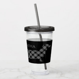 Vaso Acrílico Dachshund en negro personalizado