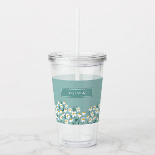 Vaso Acrílico Daisy floral moderno personalizado lindo y elegant