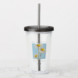 Vaso Acrílico Daisy Flowers Beauty Slogan