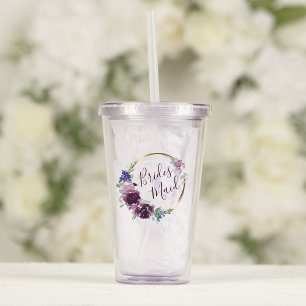 Vaso Acrílico Dama de honor Corona floral púrpura aro boho boda