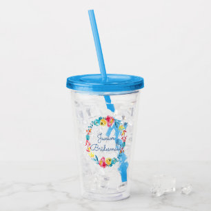 Vaso Acrílico Dama de honor floral del Jr. de la acuarela
