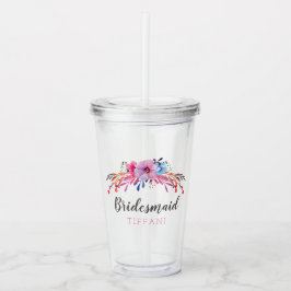 Vaso Acrílico Dama de honor floral personalizada