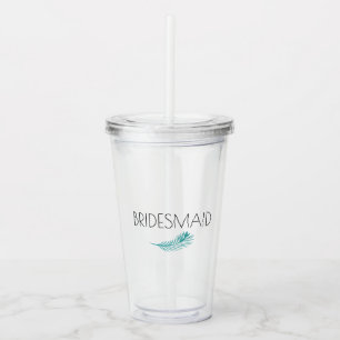 Vaso Acrílico Dama de honor Tropical Hojas de Palma Despedida de