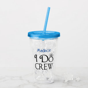 Vaso Acrílico Damas de Honor Crew Negro Rosa Monograma Boda