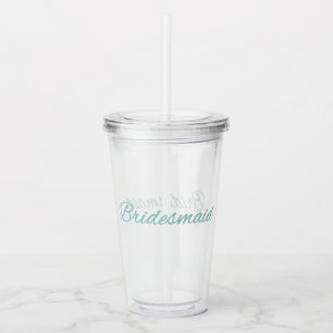 Vaso Acrílico Damas de Honor Turquesa Brillo Boda
