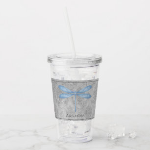 Vaso Acrílico Damasco de la libélula azul