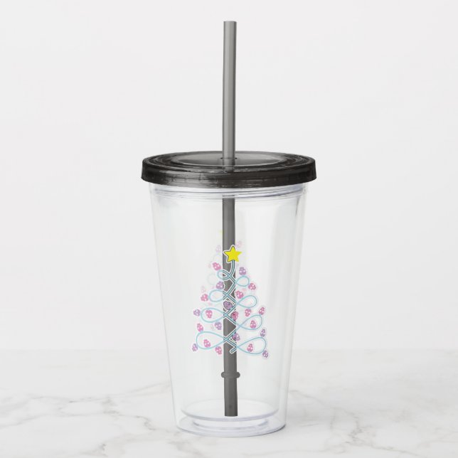 Vaso Acrílico de Árbol de Navidad con Calaveras Gó (Anverso)