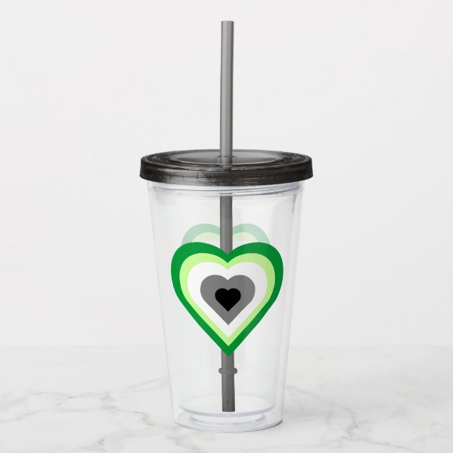 Vaso Acrílico de Corazón Aromántico Apilado (Anverso)