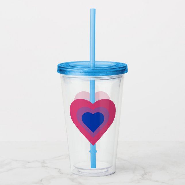 Vaso Acrílico de Corazón Bisexual Apilado (Anverso)