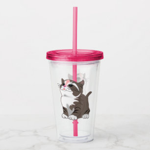 Vaso Acrílico de Gatito Bonito