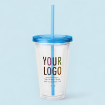 Vaso Acrílico de Logo Personalizado con Pajita Sin
