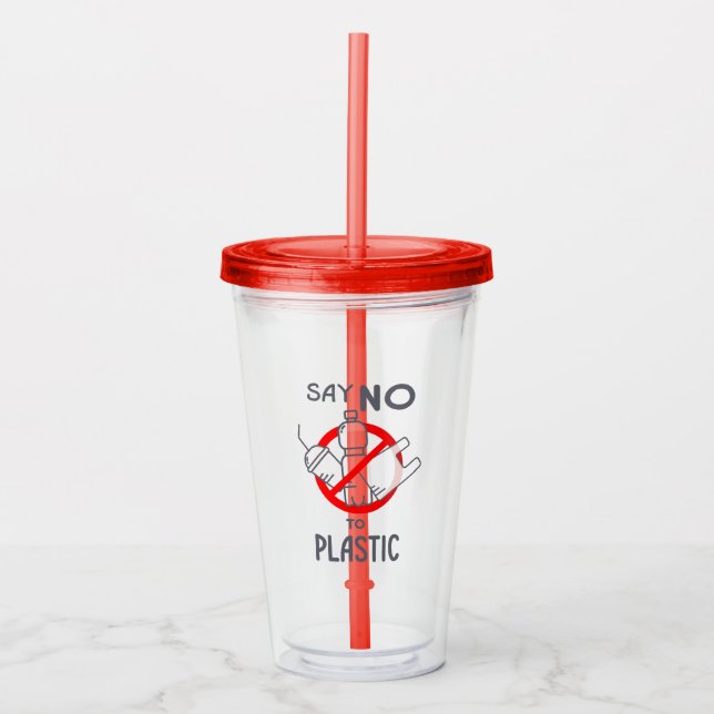 Vaso Acrílico Decir No Al Plástico (Anverso)