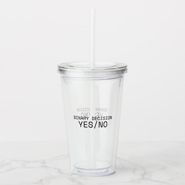 Vaso Acrílico Decisión Binaria Sí No Máquina de Escribir Minimal (Anverso)