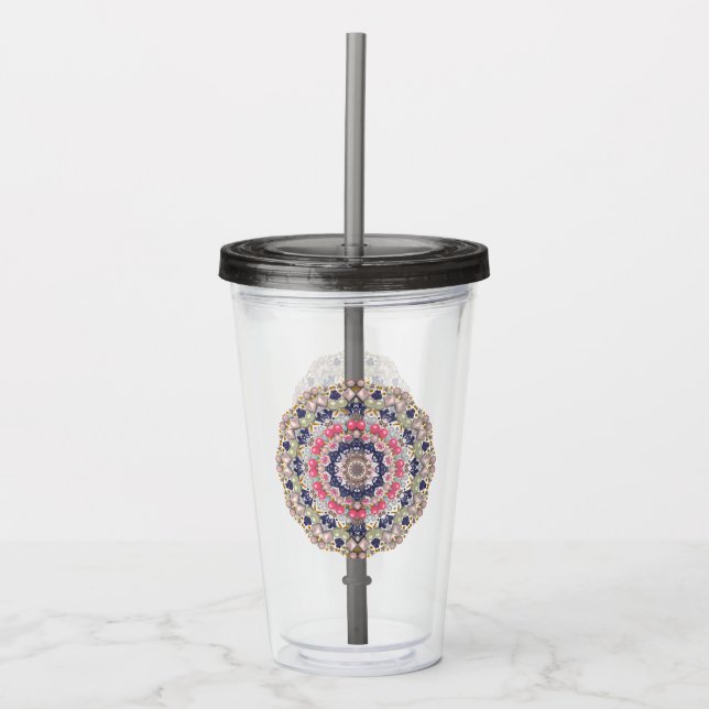 Vaso Acrílico Decoración de perlas (Anverso)