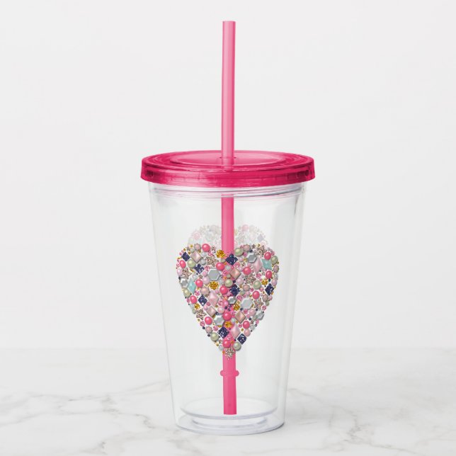 Vaso Acrílico Decoración de perlas (Anverso)