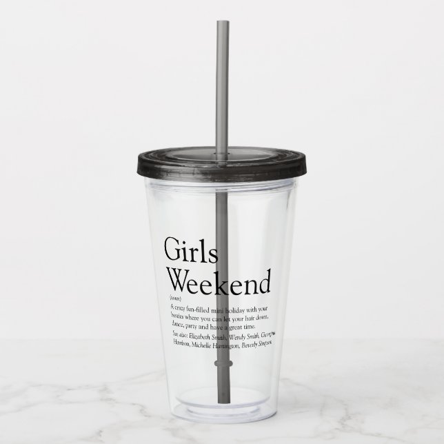 Vaso Acrílico Definición Personalizada de Fin de Semana de Chica (Anverso)
