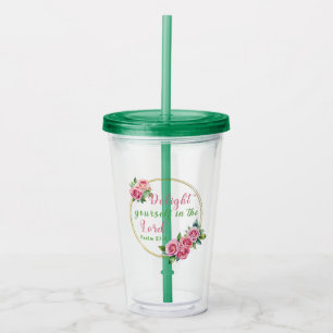 Vaso Acrílico "Deléitate en el Señor" Verde Oscuro