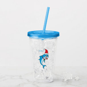 Vaso Acrílico Delfín lindo con personalizado de Santa hat