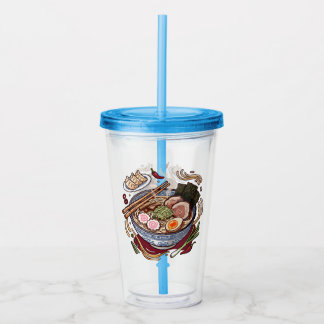 Vaso Acrílico Deliciosos Ramen Japoneses y Dumplings Gyoza.