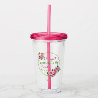 Vaso Acrílico "Delight Yourself in the Lord" Fuchsia Pink