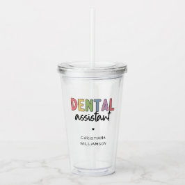 Vaso Acrílico Dental Assistant de nombre personalizado