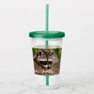 Vaso Acrílico Descanso de mapache en un registro