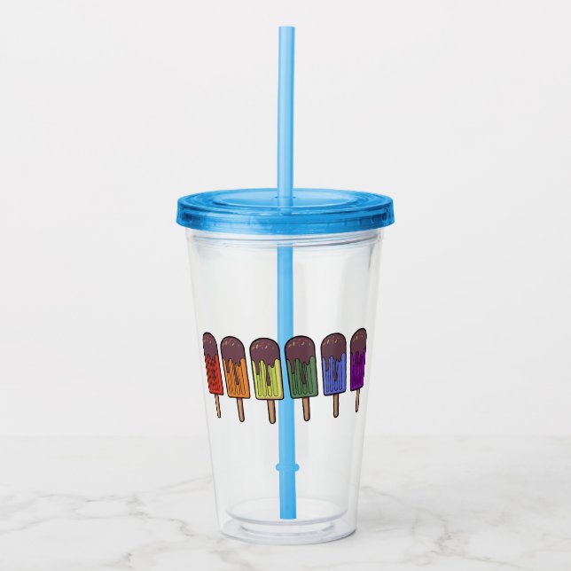 Vaso Acrílico Desfile de paletas congeladas arcoíris (Anverso)