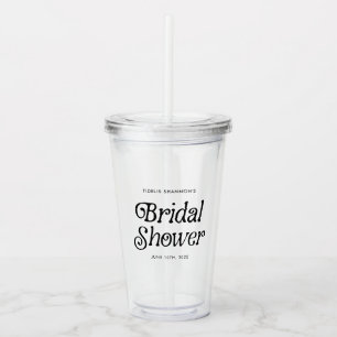 Vaso Acrílico Despedida de Soltera Retro Minimalista en Blanco y