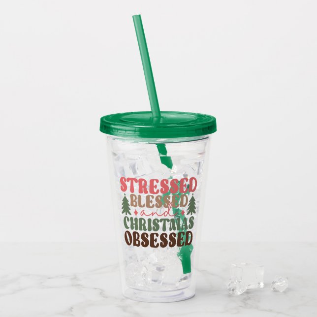 Vaso Acrílico Destacados, bendecidos y Navidades obsesionados (Anverso (hielo))