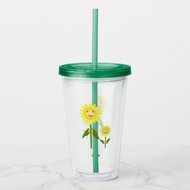 Vaso Acrílico Día de la Madre girasoles (Anverso)