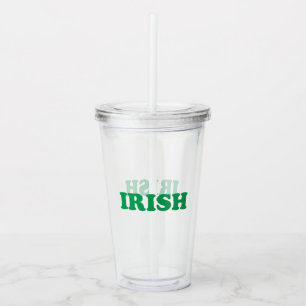 Vaso Acrílico Día de San Patricio letras verde irlandés claro