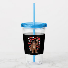 Vaso Acrílico Día de San Valentín de Bigfoot Corazones Divertido