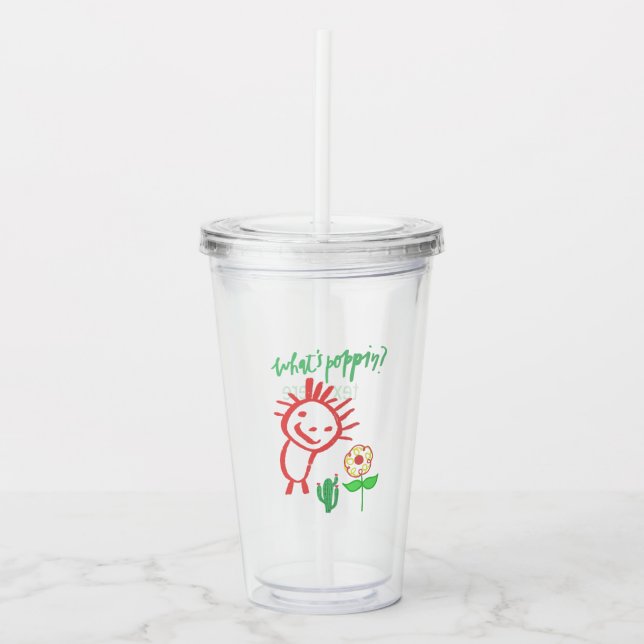 Vaso Acrílico dibujo a mano de bebé  (Anverso)