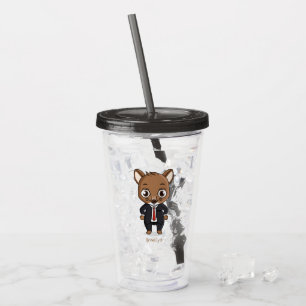 Vaso Acrílico Dibujo de caricatura de rata linda