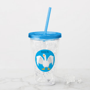 Vaso Acrílico Dibujo de ganso doméstico curioso y divertido 