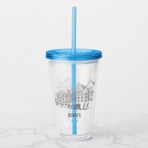 Vaso Acrílico Dibujo de línea preciosa de paisaje urbano de Berg