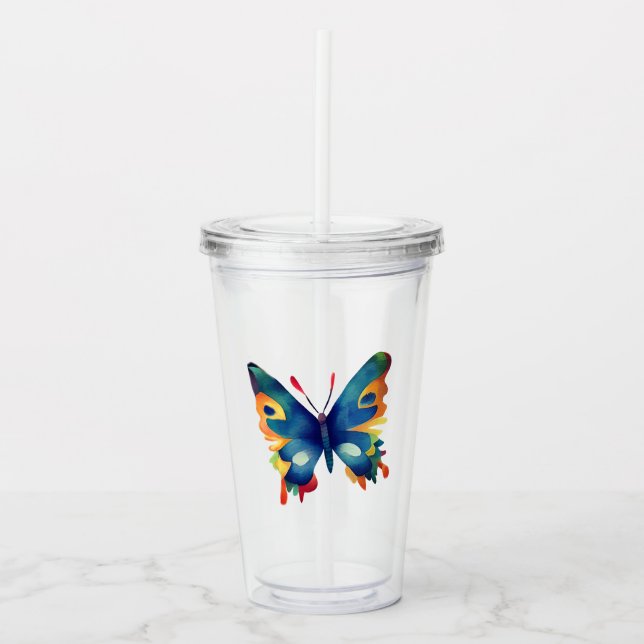 Vaso Acrílico Dibujo de mariposa (Anverso)