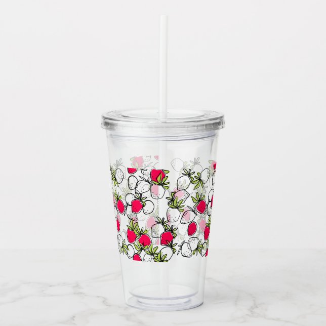 Vaso Acrílico Dibujo, fresa (Anverso)